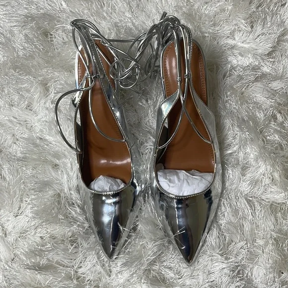 Brand new ASOS metallic/silver heels size 10 - Picture 1 of 5